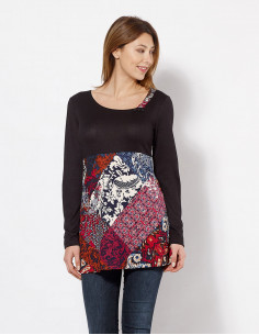 Tunique maille imprimé patch