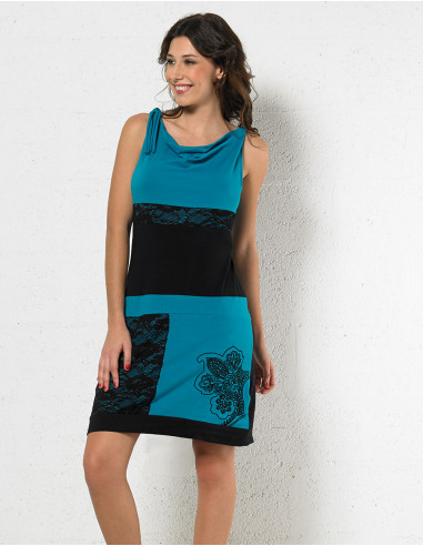 Robe maille courte bretelles nouées