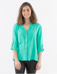 Chemisier viscose uni boutonné 2