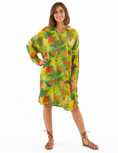 Robe tunique boutonnée...