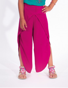 Pantalon Dhoti fille uni brodé