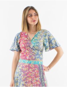 Chemisier polyester manches courtes imprimé She argenté