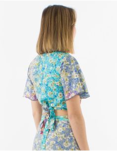 Chemisier polyester manches courtes imprimé She argenté 2