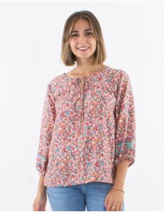 Chemisier polyester manches 3/4 imprimé Floral