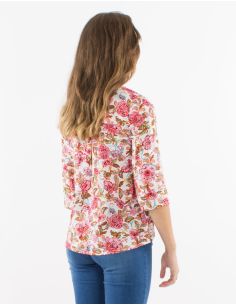 Chemisier viscose boutonné manches 3/4 retroussables imprimé Agra 2