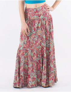 Jupe longue polyester à volants imprimé Road doré