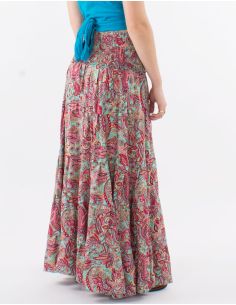 Jupe longue polyester à volants imprimé Road doré 2