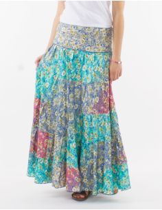 Jupe longue polyester imprimé She argenté