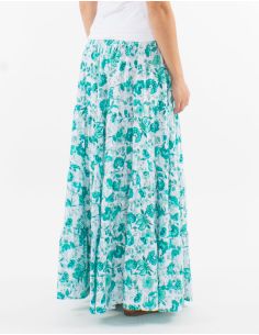 Jupe longue viscose à volants imprimé Indien 2