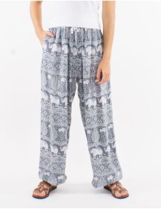 Pantalon viscose éléphant aladin imprimé Bali Trunk