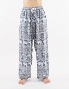 Pantalon viscose éléphant aladin imprimé Bali Trunk 2