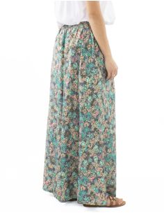 Pantalon large polyester imprimé Sari doré 2