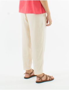 Pantalon 54% lin 46% viscose 2 poches ceinture élastique 2