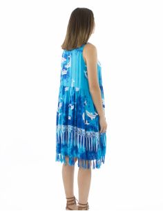 Robe viscose babydoll à franges 3 boutons 2