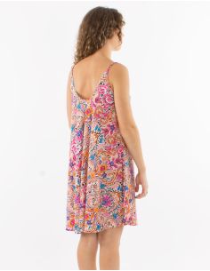 Robe courte polyester à bretelles imprimé Aquarelle 2