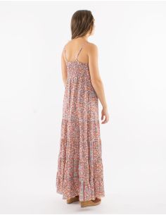 Robe longue polyester à volants à bretelles imprimé Floral 2