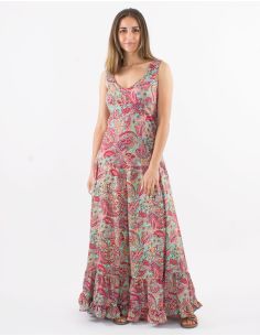 Robe longue polyester sans manches imprimé Road doré