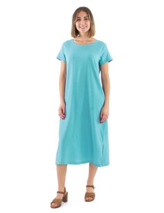 Robe longue coton stone wash manches courtes