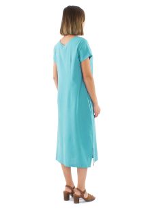 Robe longue coton stone wash manches courtes 2