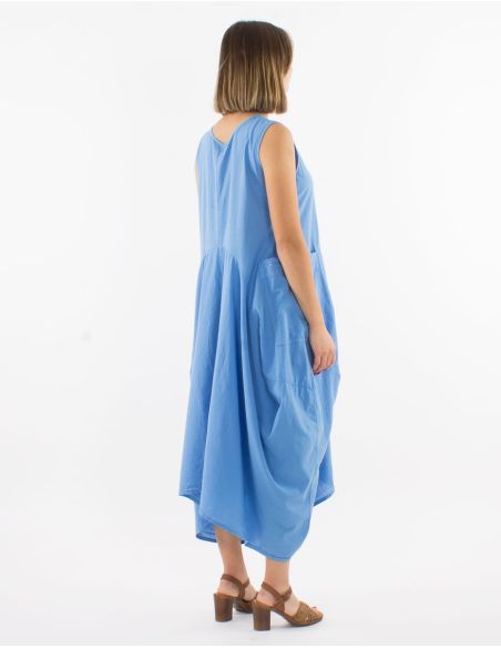 Robe longue coton stone wash sans manches