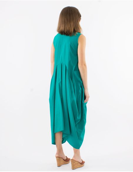 Robe longue coton stone wash sans manches