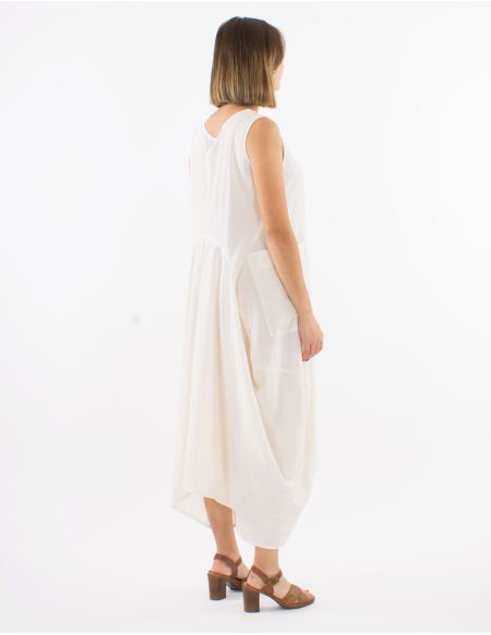 Robe longue coton stone wash sans manches