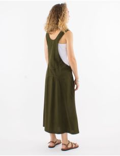 Robe coton uni stone wash haut salopette 2