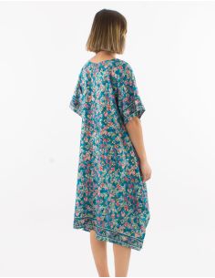 Robe polyester manches courtes imprimé Sari doré 2