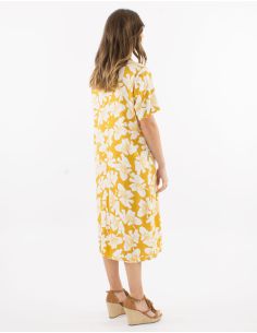 Robe 70% viscose 30% lin avec poches manches courtes imprimé Coquelicot 2