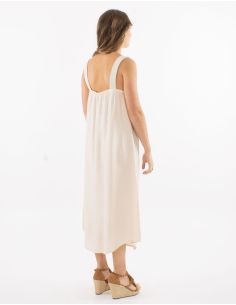 Robe longue 54% lin 46% viscose à bretelles larges en maille 2