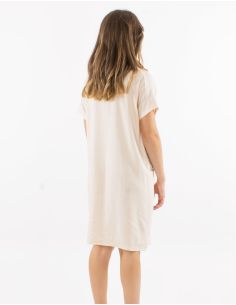 Robe 54% lin 46% viscose avec poches manches courtes 2