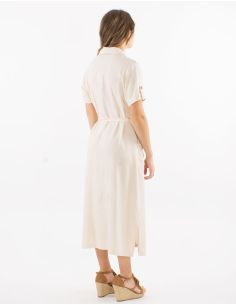 Robe longue 54% lin 46% viscose boutonnée manches courtes 2