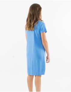 Robe 54% lin 46% viscose col V manches courtes 2