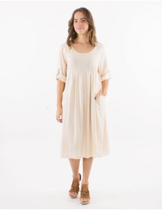 Robe ample 54% lin 46% viscose manches courtes