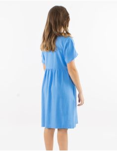 Robe 54% lin 46% viscose col V manches courtes 2