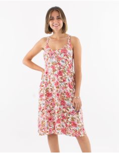 Robe viscose à bretelles dos smocké imprimé Agra