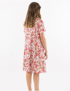 Robe viscose à volants col V manches courtes imprimé Agra 2