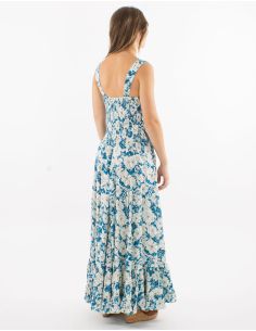 Robe longue viscose à bretelles larges imprimé Anémone 2