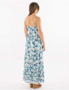 Robe longue viscose à bretelles imprimé Anémone 2