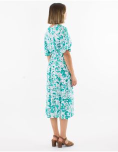 Robe mi longue viscose manches courtes imprimé Indien 2