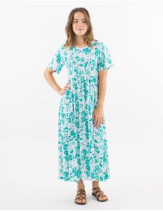 Robe longue viscose manches courtes imprimé Indien