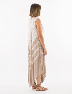 Robe umbrella crêpe de viscose Tie and Dye motif coquillages sans manches 2