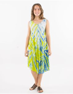 Robe umbrella crêpe de viscose Tie and Dye sans manches