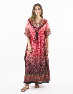 Robe polyester kaftan imprimée