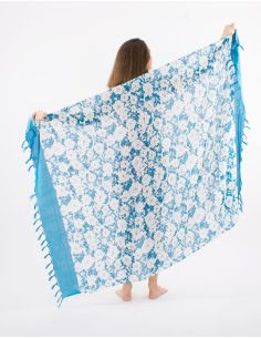 Sarong viscose imprimé Anémone avec franges 2