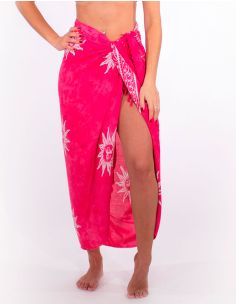 Sarong viscose motif mer avec franges
