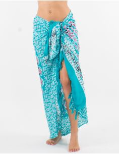 Sarong viscose motif mandala avec franges
