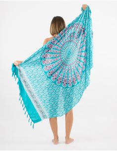 Sarong viscose motif mandala avec franges 2