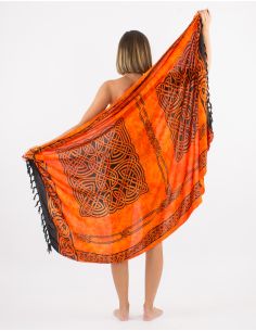 Sarong viscose motif celtique avec franges 2