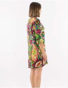 Tunique viscose boutonnée manches longues retroussables imprimé Antalya 2